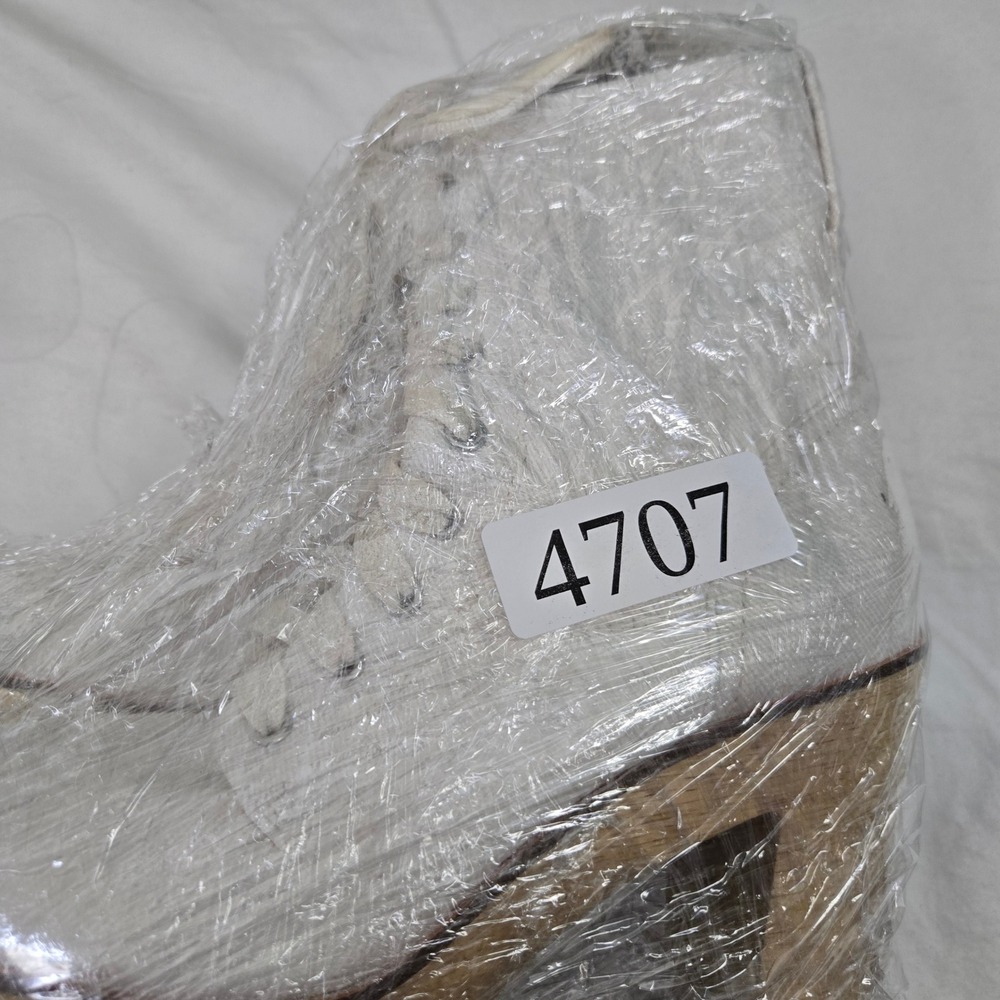 Charlotte Stone White Canvas Lace Up Platform Block Heel Boots Womens Size 9 - Picture 11 of 11